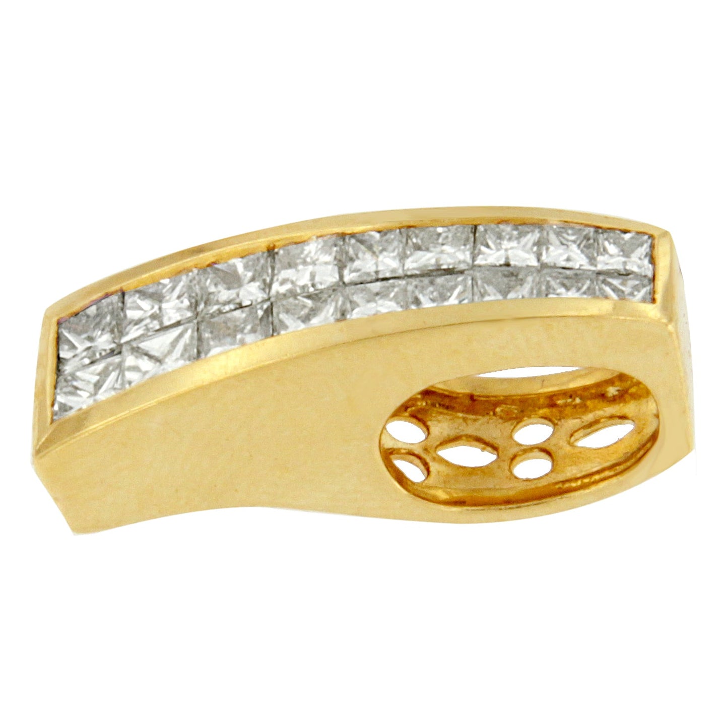 14K Yellow Gold Princess Cut Diamond Column Pendant Necklace