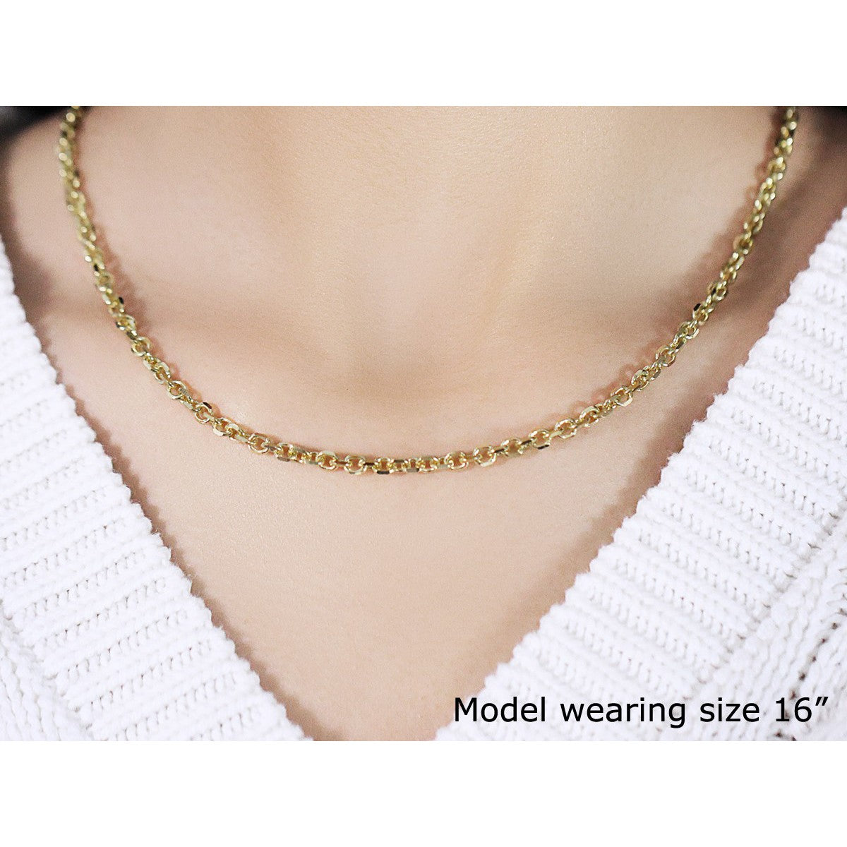 14k Yellow Gold Diamond Cut Cable Link Chain - 4.0mm