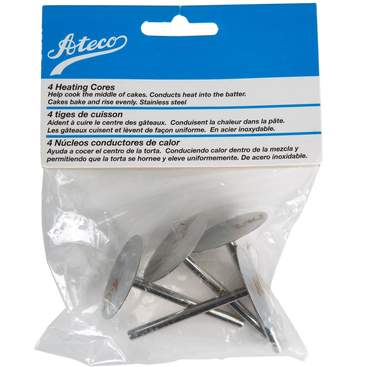 Cœurs de chauffage en acier inoxydable pour moules à gâteau Ateco 1449 - Pack de 4