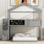 Twin over Full House Bunk Bed with Storage Staircase and Blackboard Gray - Korvel