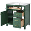 30-Inch Green Bathroom Vanity with Ceramic Sink