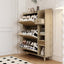 Natural Bohemian style shoe cabinet with 3 rattan flip drawers, 3 square shelves, and 1 storage drawer,  Natural - Korvel