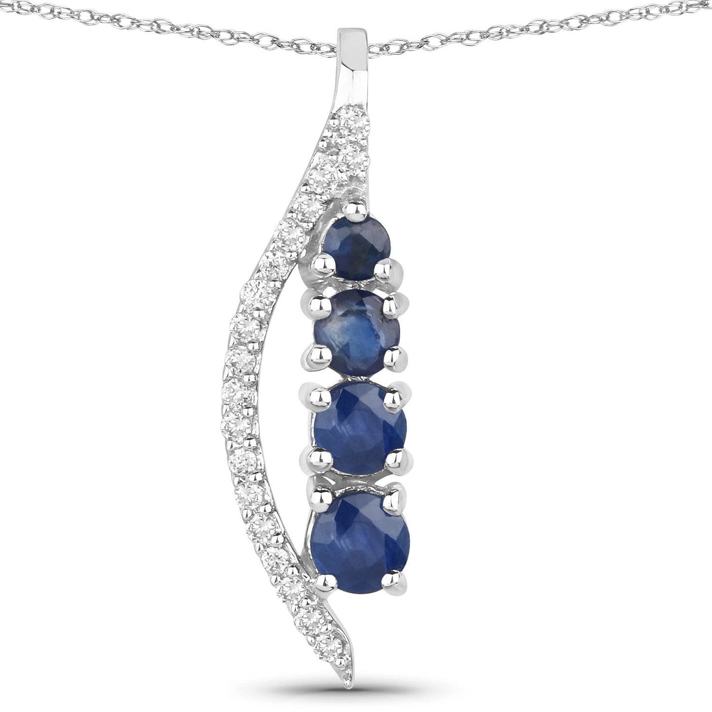 Pendentif en or blanc 14K avec saphir bleu et diamant de 0,40 carat