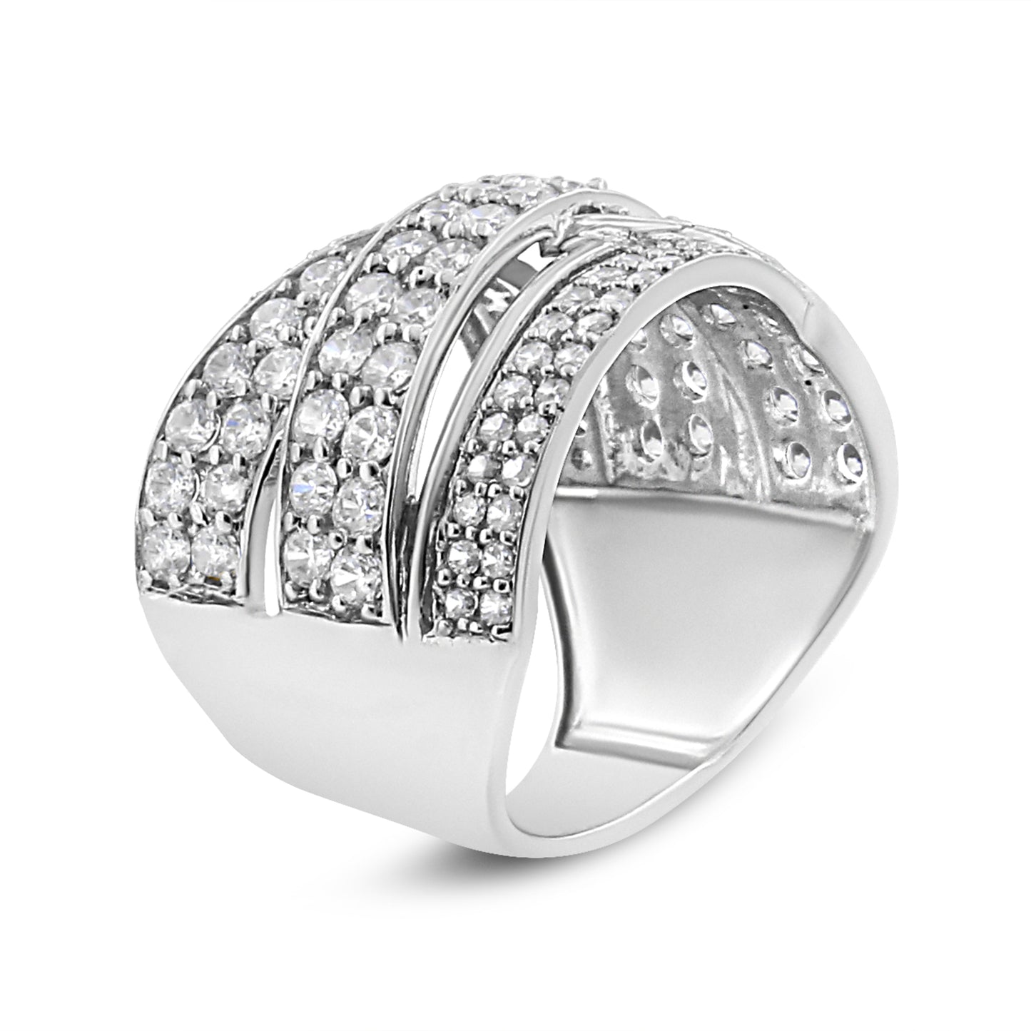 .925 Sterling Silver 2.00 Cttw Round-Cut Diamond Bypass Ring - Size 7