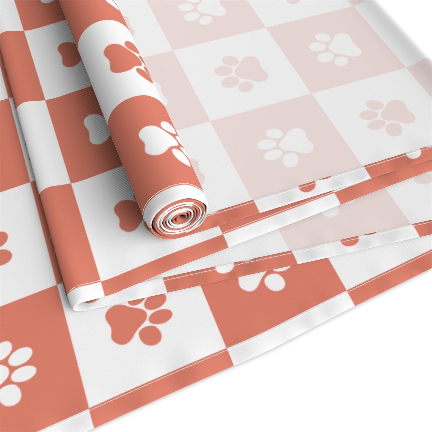 Charming Red & White Paws Table Runner - Cotton & Polyester Options - Korvel