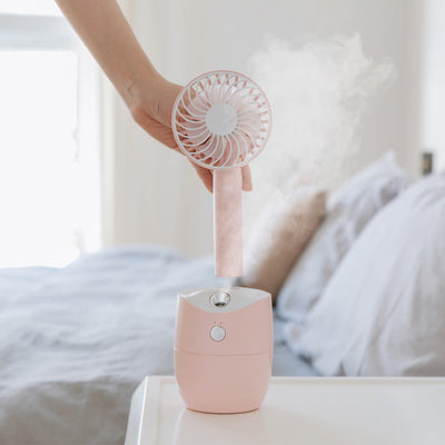 New Rotary Spray Fan USB Rechargeable Mini Humidifier Portable Silent Shaking Head Fan - Korvel