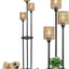 Boho Floor Lamp with Shelves 3-Lights Farmhouse Tall Floor Lamp with ON/OFF Foot Switch Rustic Standing Lamp with Rattan Shades - Korvel