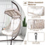 Swing Egg Chair with Stand Indoor Outdoor Wicker Rattan Frame 350lbs Capacity Hammock Chair for Patio Bedroom with Sunshade Clot - Korvel