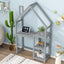 House-shaped Wooden writing Desk,Kids study Table,Bookshelf & Toy Storage,Grey - Korvel