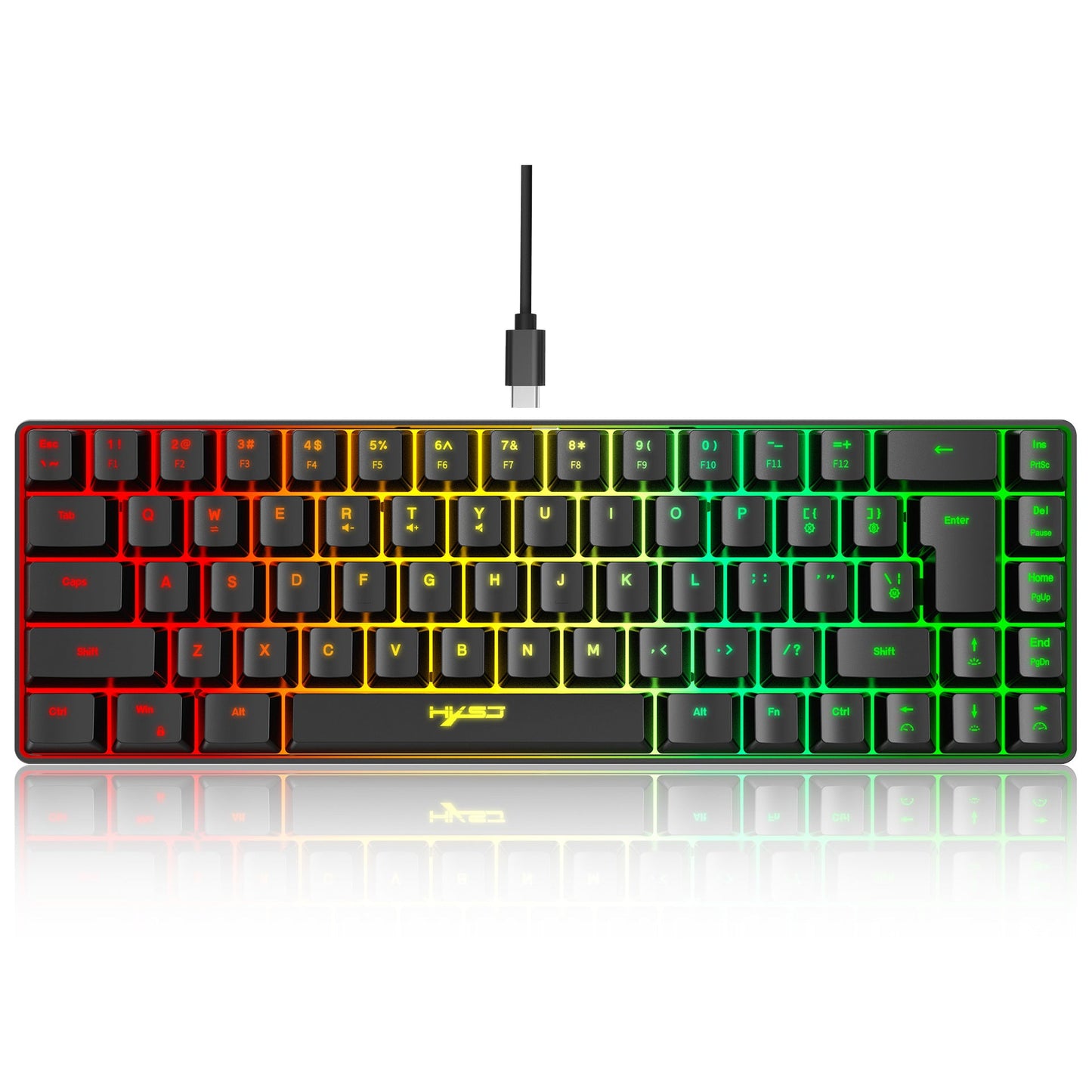 60% Mini 68 Key Mechanical Texture Film Gaming Keyboard ABS Material RGB Backlit Mini Portable Keyboard - Korvel