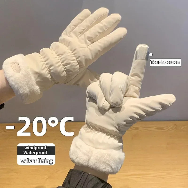Guantes de Invierno Acolchados Lindos para Mujeres - Algodón y Forro Polar