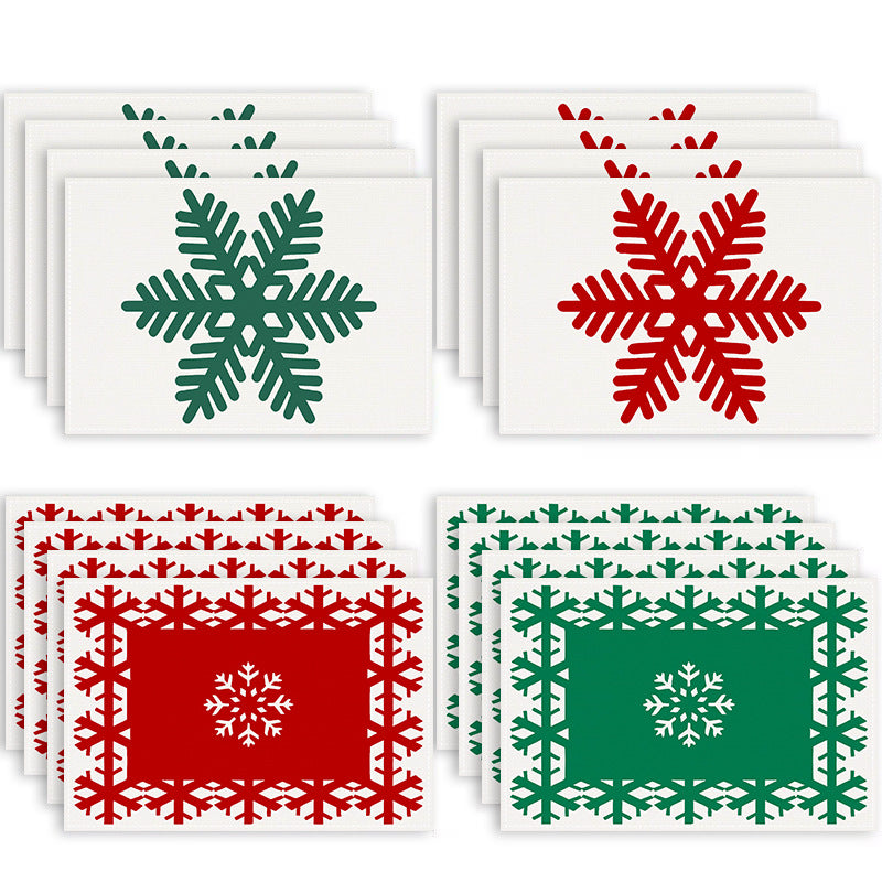Christmas snowflake print placemat Christmas party decoration table mat living room dining table insulation mat - Korvel