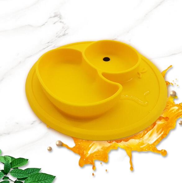 Cute Small Yellow Duck Silicone Happy Baby Kids Anti-drop Suction Table Food Tray Place mat Plate Bowl Mat - Korvel