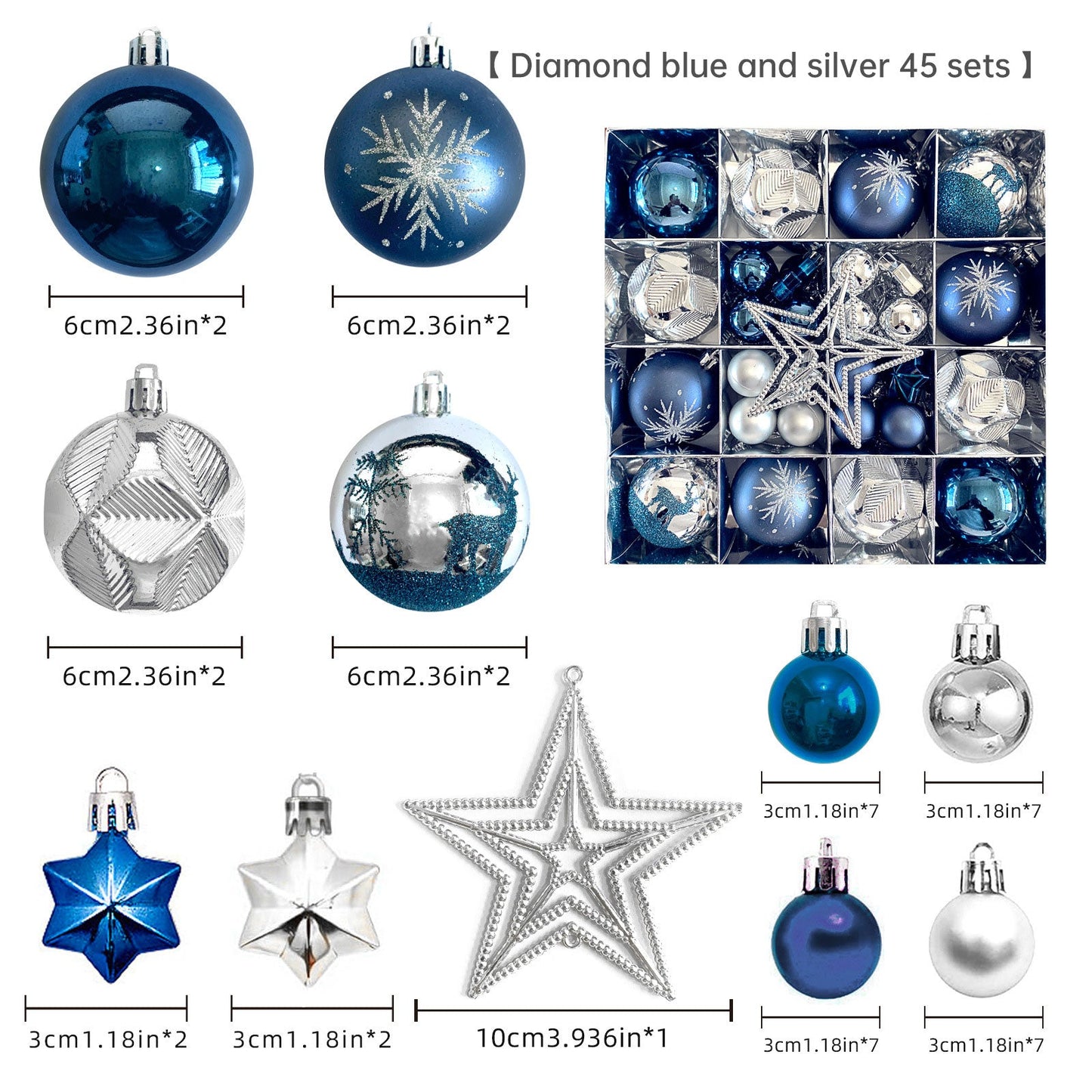 Christmas decoration 6cm electroplated ball plastic ball special-shaped painted Christmas ball gift Christmas tree pendant - Korvel