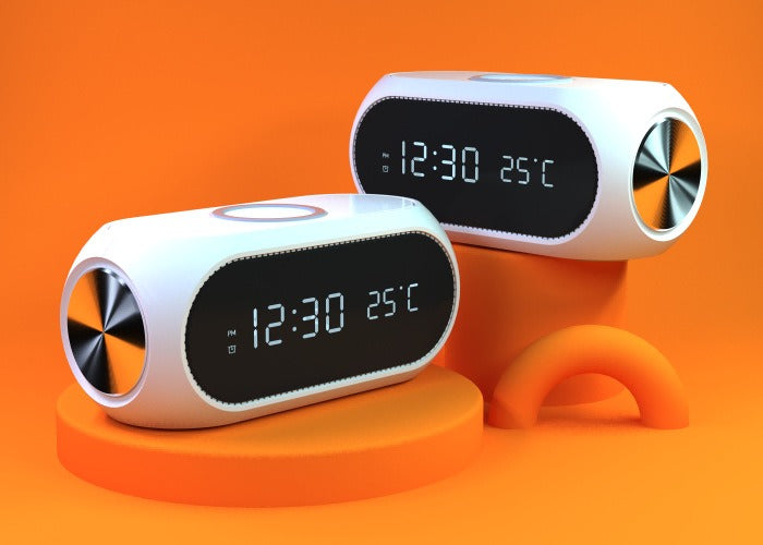 15W Wireless Charging Clock with Alarm and Thermometer