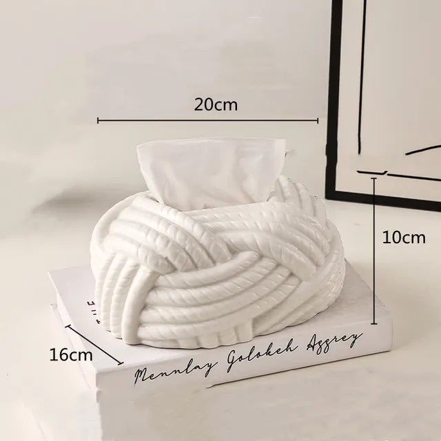 Ceramic Tissue Box Silver Twine Grain Napkin Carton Toilet Paper Holder Napkin Dispenser Holder Home Decoraction Organizers - Korvel