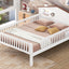 Full Size Wood Platform Bed with House-shaped Headboard, LED and Built-in Storage, White - Korvel