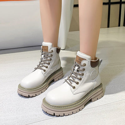Genuine Leather Women's Thick Bottom Martin Boots
