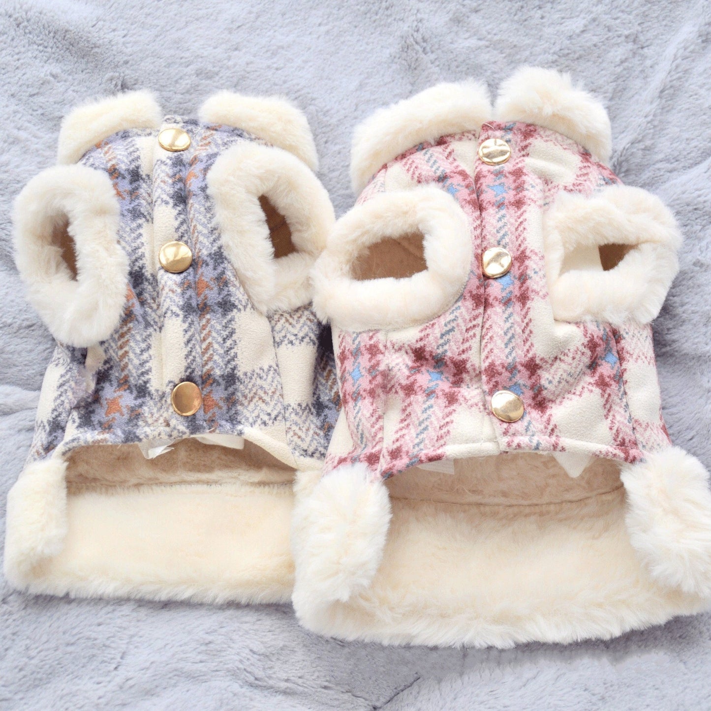 Dog clothing with warmth and plush that can be pulled vest teddy bear small dog cat pet clothing - Korvel