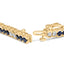 14K Yellow Gold Diamond & Blue Sapphire Tennis Bracelet - 7 Inches