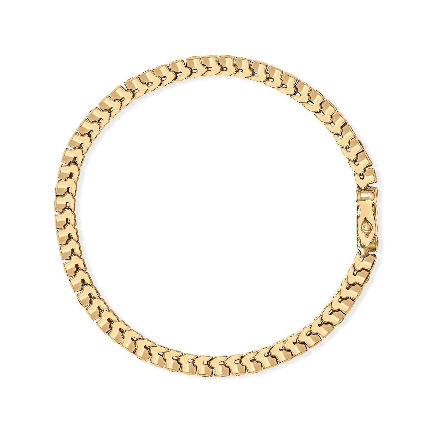 14K Yellow Gold Diamond & Blue Sapphire Tennis Bracelet - 7 Inches