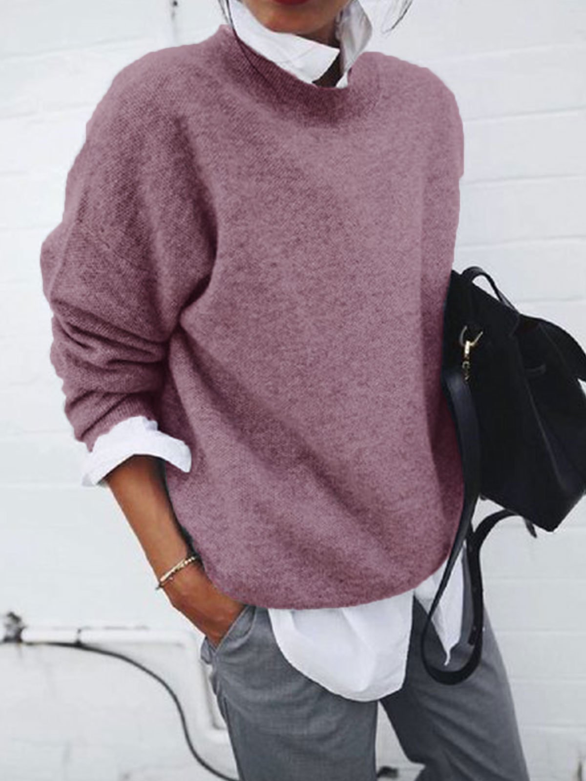 Stylish Long Sleeve Pullover Sweater for Women