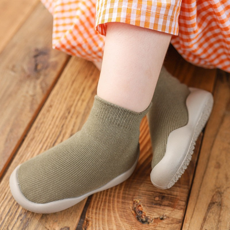 Autumn New Soft Sole Baby Walking Shoes Knitted Embroidered Baby Floor Socks Shoes Avocado Children's Socks - Korvel