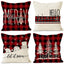 Christmas Pillowcase Linen Red Black Checkered Letter Printed Pillow Cover Holiday Living Room Decoration - Korvel