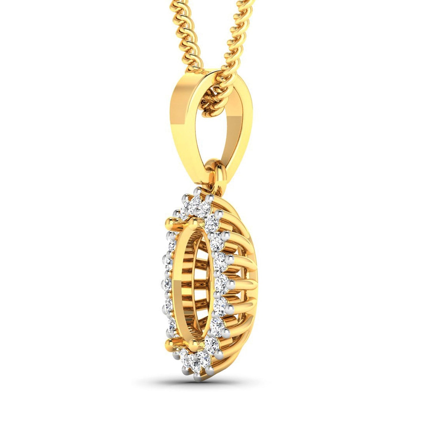Colgante de Diamante Blanco Genuino de 0.13 Quilates en Oro Amarillo de 14K