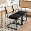 Dining Chairs Set of 2 velvet wicker side decorative chairs, black painted legs, modern medieval Bruell designed chairs, - Korvel