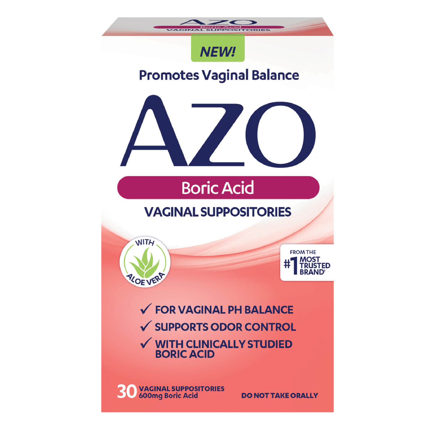 Suplementos Vaginales de Ácido Bórico Azo, 600 Mg, 30 Contenidos