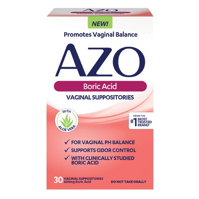 Suppositoires vaginaux à l'acide borique Azo, 600 mg, 30 unités