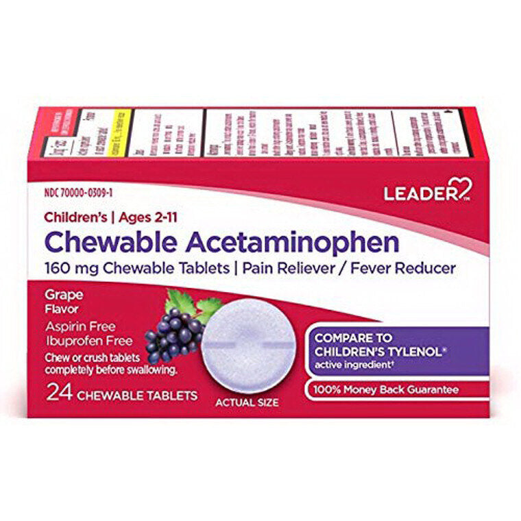 Leader Children's Acetaminophen Chewable Tablets - 24 Count