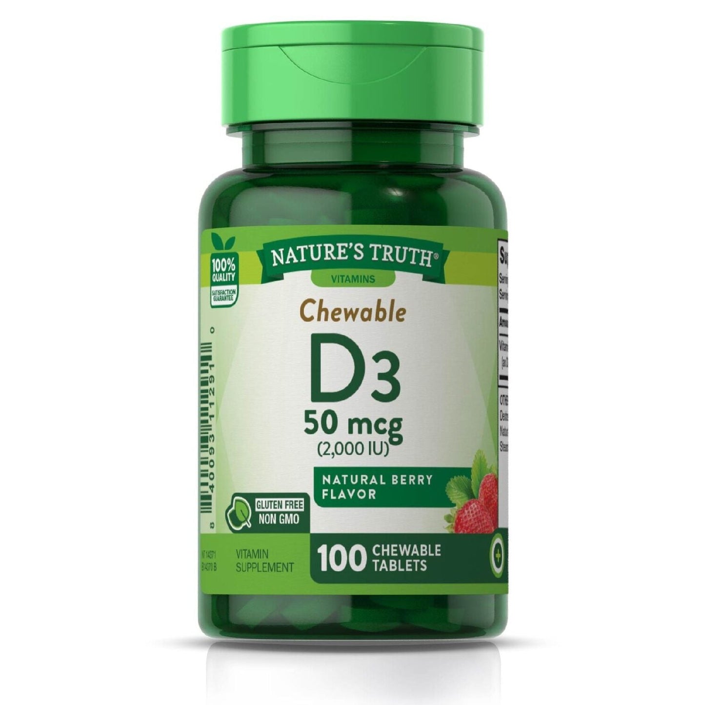 Vitamina D3 de Nature's Truth Sabor a Baya 50 Mcg - 100 Tabletas