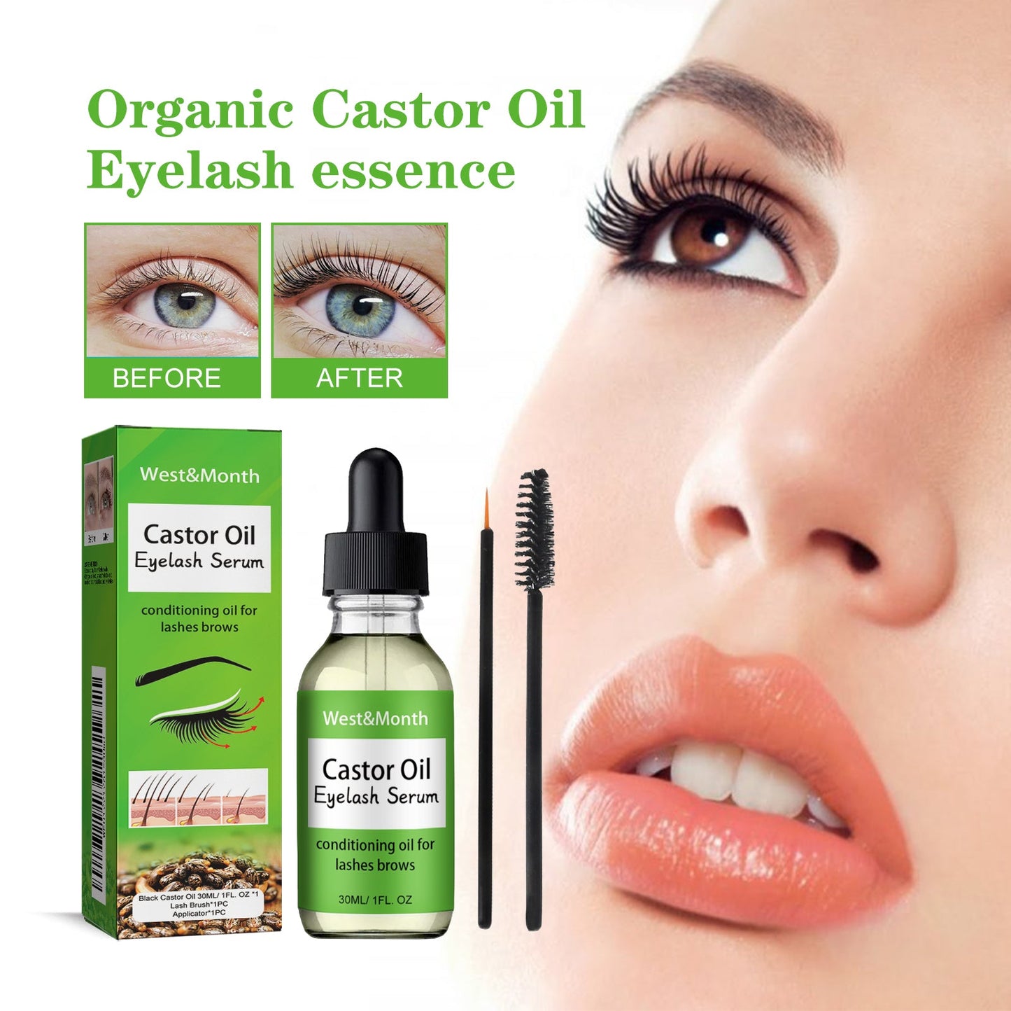 Mascara à l'huile de ricin pour un curling et un volume naturel