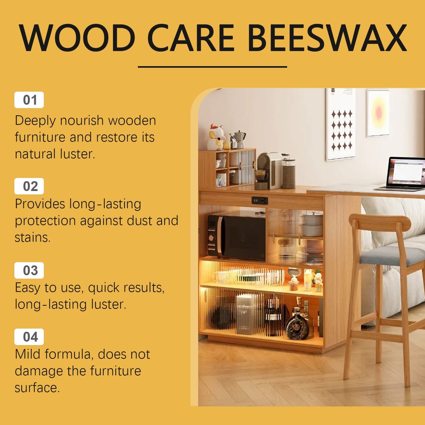 Beeswax Furniture Polishing Paste, Multi-Purpose Beeswax Home Cleaning And Maintenance Furniture Care Polish - Korvel