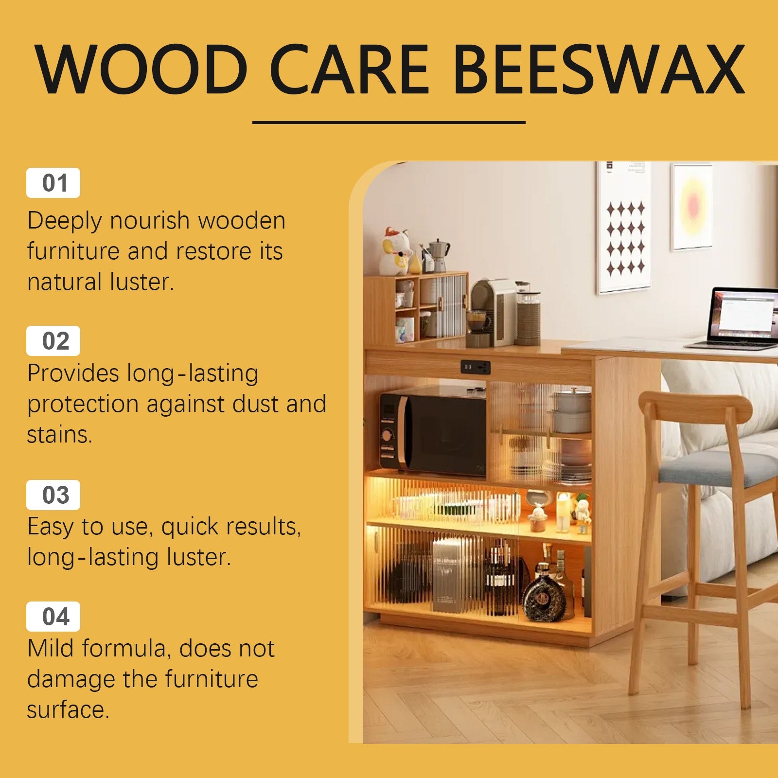 Beeswax Furniture Polishing Paste, Multi-Purpose Beeswax Home Cleaning And Maintenance Furniture Care Polish - Korvel
