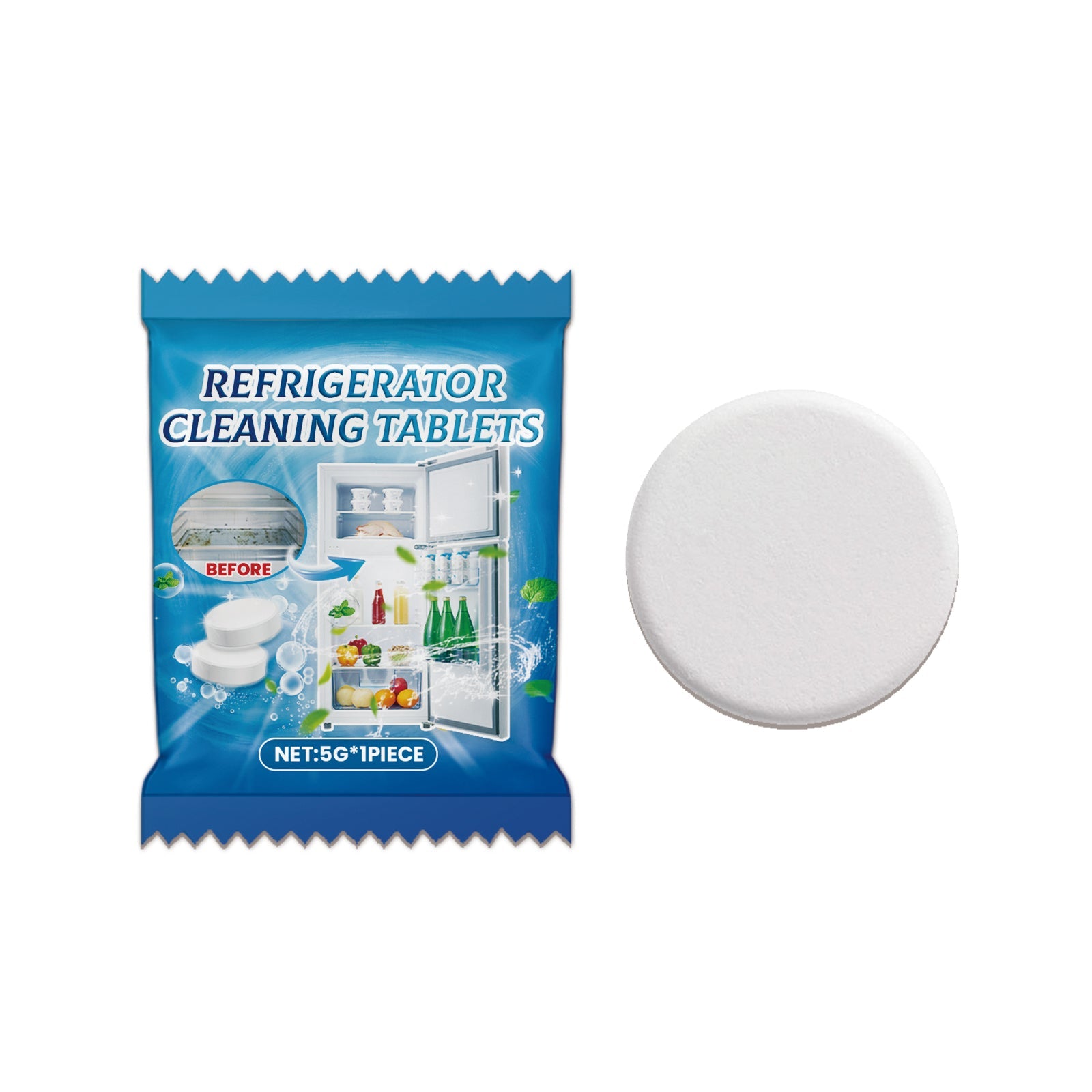 Refrigerator Cleaning Tablets, Deep Cleaning Household Freezer Crevices Descaling Odor Cleaning Effervescent Tablets - Korvel