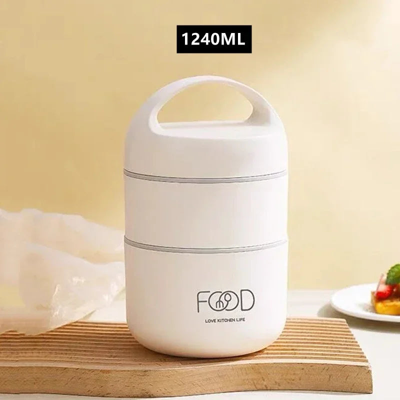 1240ML/1590ML Large Capacity Stainless Steel 304 Lunch Box Leak-Proof Multi layer Thermal Bento Box Adult Student Food Container - Korvel