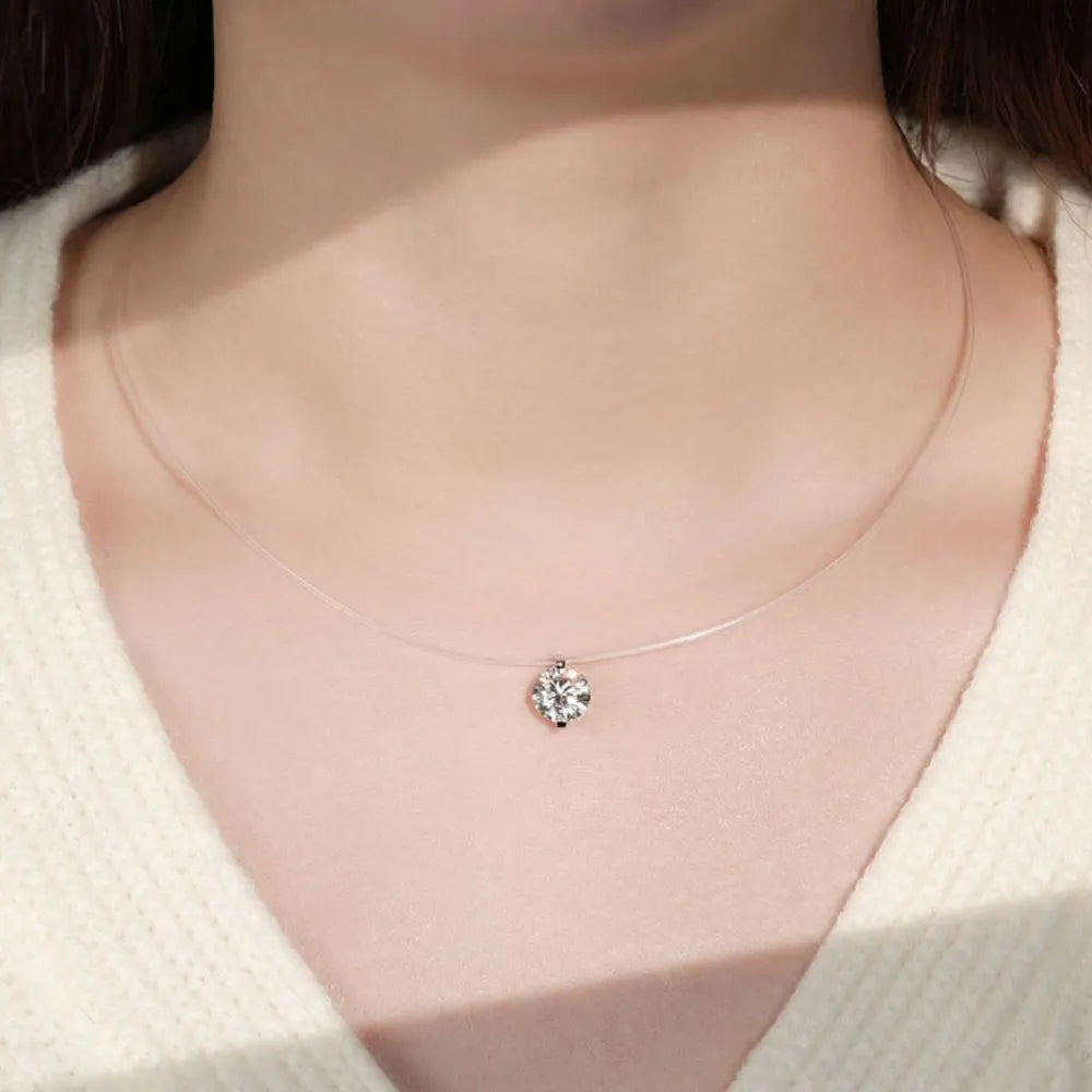 1 Carat Moissanite Necklace in 925 Sterling Silver