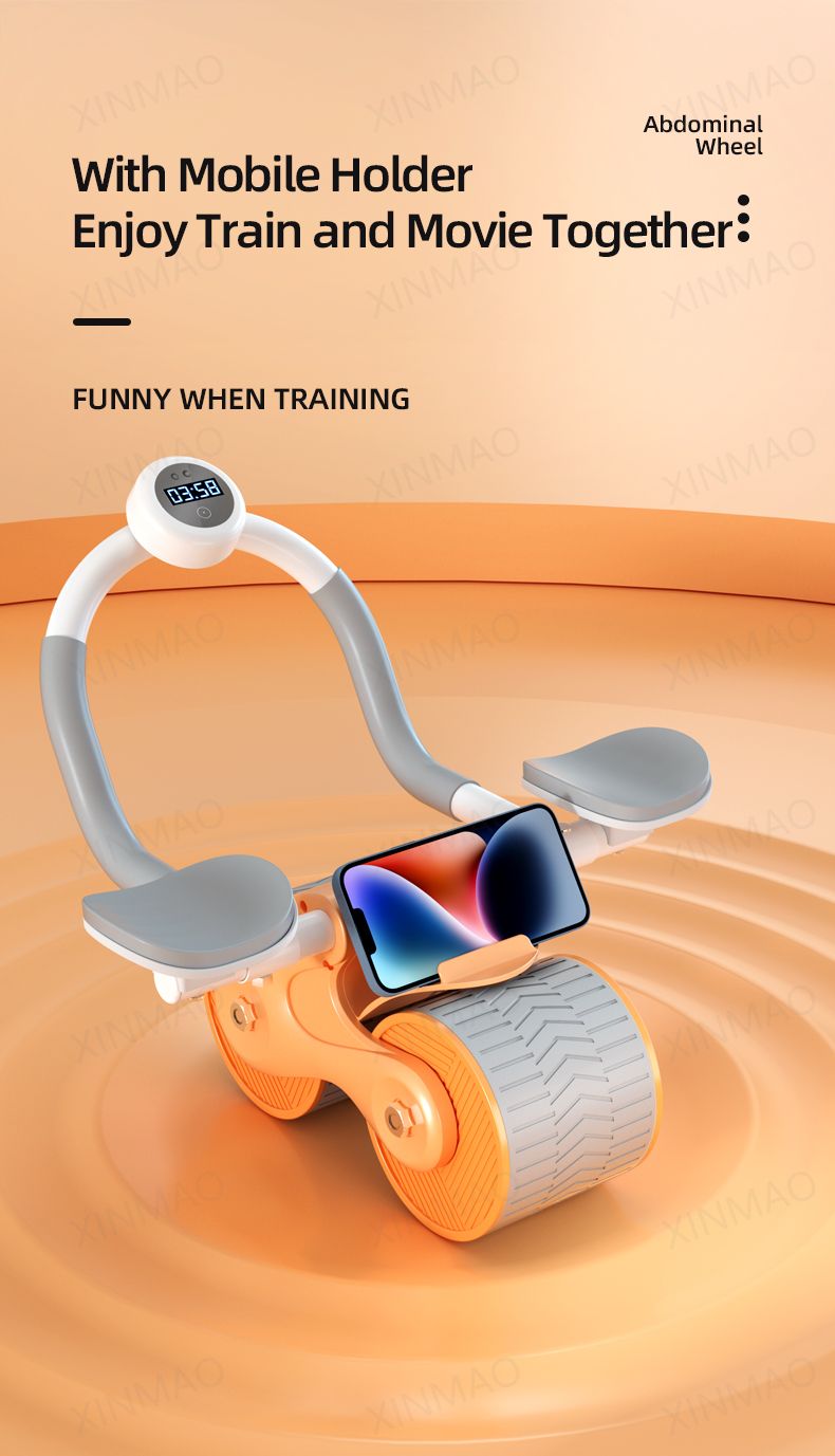 New Design Indoor Home Exercise Flat Elbow Supporter 2 Wheel Ab Trainer Automatic Rebound Abdominal Wheel Roller - Korvel