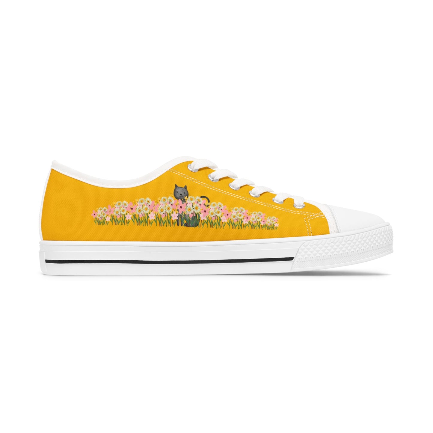 Among Flowers – Hidden Cat Low Top Canvas Shoes for Women