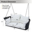 GO 51.9" 2-Person Hanging Seat, Rattan Woven Swing Chair, Porch Swing With Ropes, Black Wicker And White Cushion - Korvel