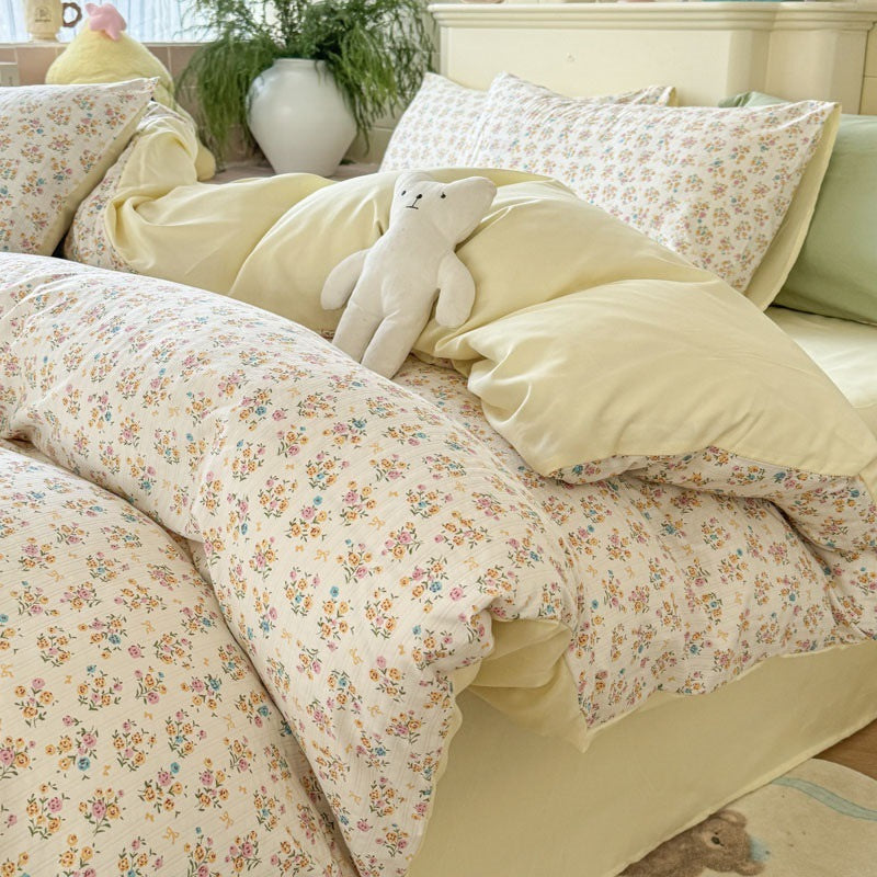 Juego de Ropa de Cama Jacquard de Cuatro Piezas de Doble Gasa