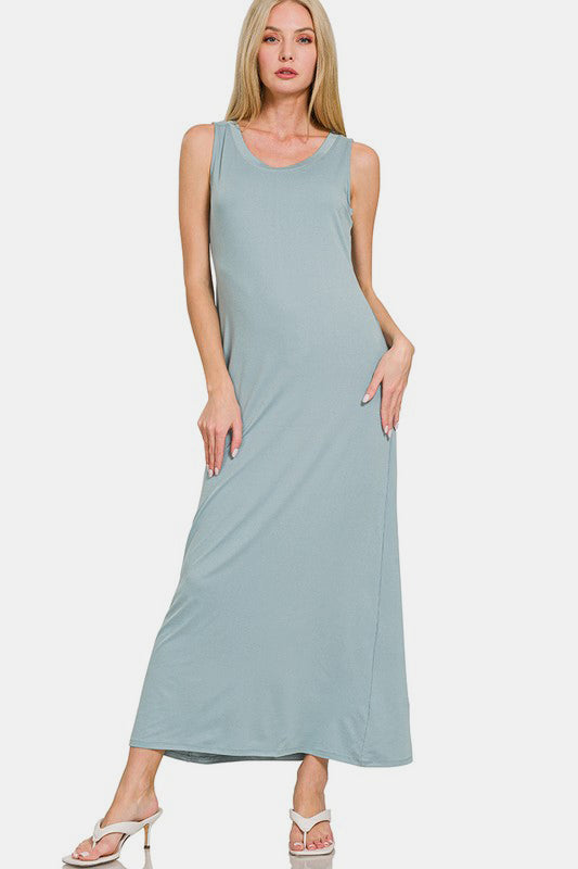 Scoop Neck Wide Strap Tank Dress for Women - Timeless & Versatile