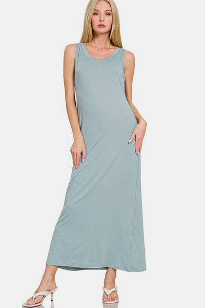 Scoop Neck Wide Strap Tank Dress for Women - Timeless & Versatile