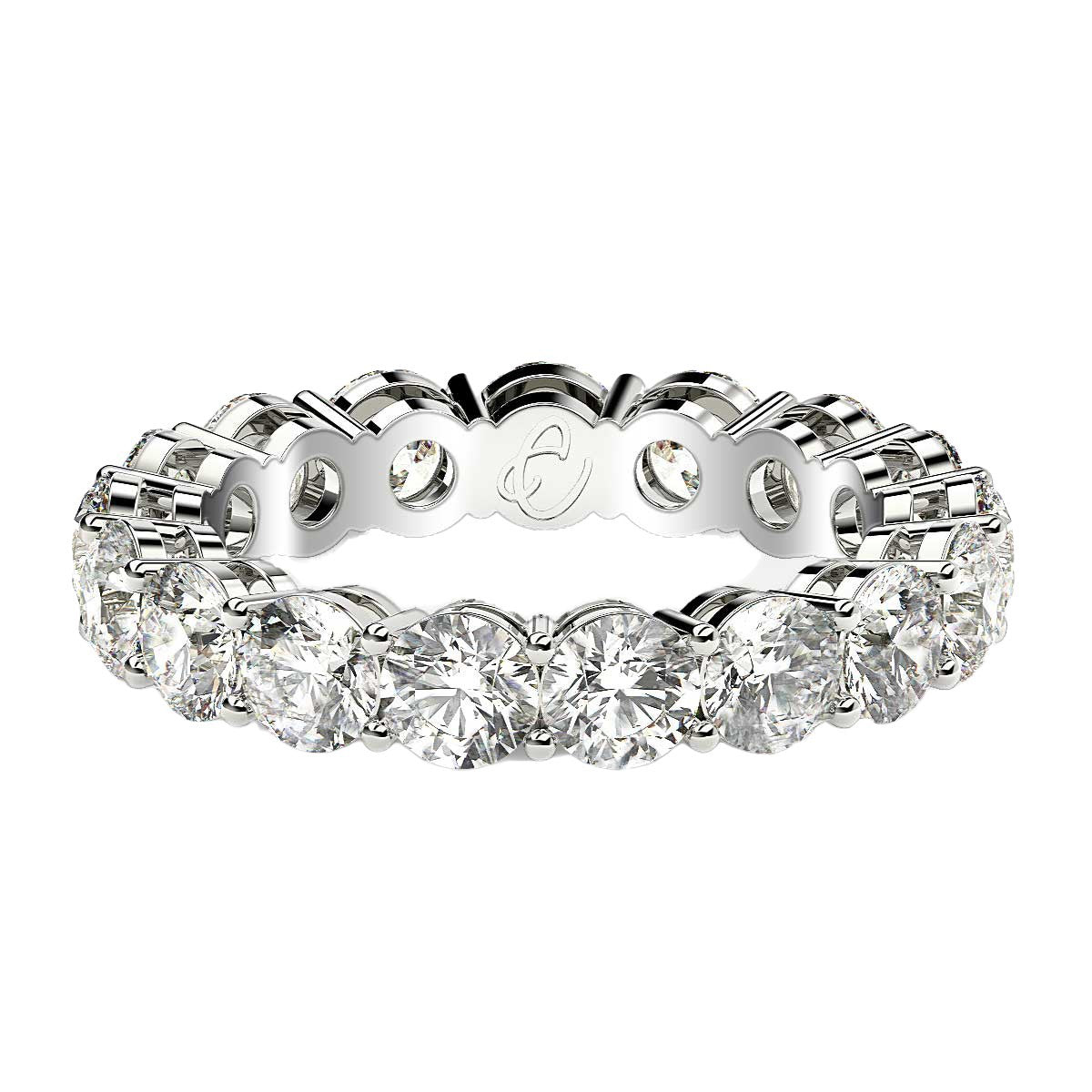Bague Eternité en Diamant Lab Grown Taille Ronde en Or Blanc 14k