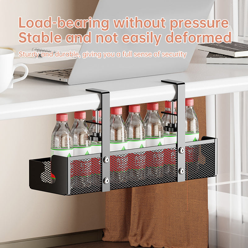 No-drill under-desk cord rack: metal mesh, high-load cable holder. - Korvel