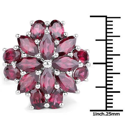 9.20 Carat Genuine Rhodolite Sterling Silver Engagement Ring