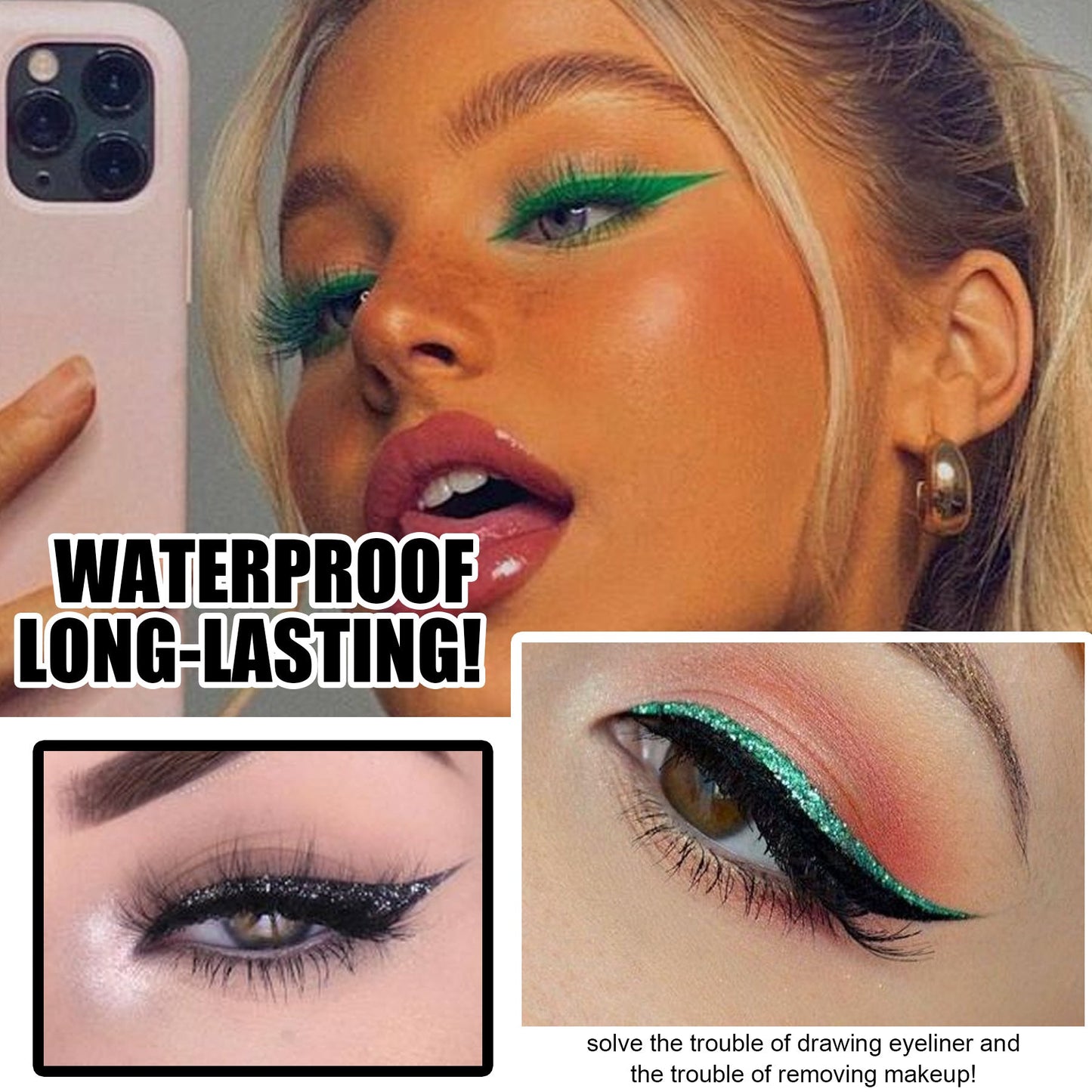 New Glitter Self-Adhesive Eyeliner Eyeshadow Sticker Double Eyelid False Eyelashes Waterproof Party Eye Makeup Sticker - Korvel